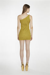 Olive-Green Asymmetric Mini-Dress
